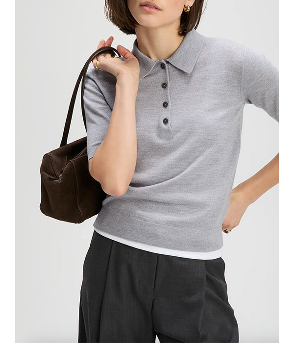 The Refined Short Sleeve Polo - Heather Grey