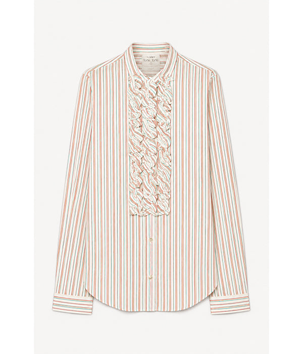 Ruched Striped Shirt - Rose