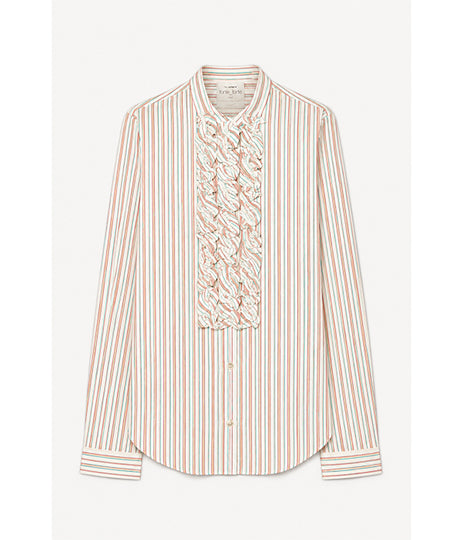 Ruched Striped Shirt - Rose