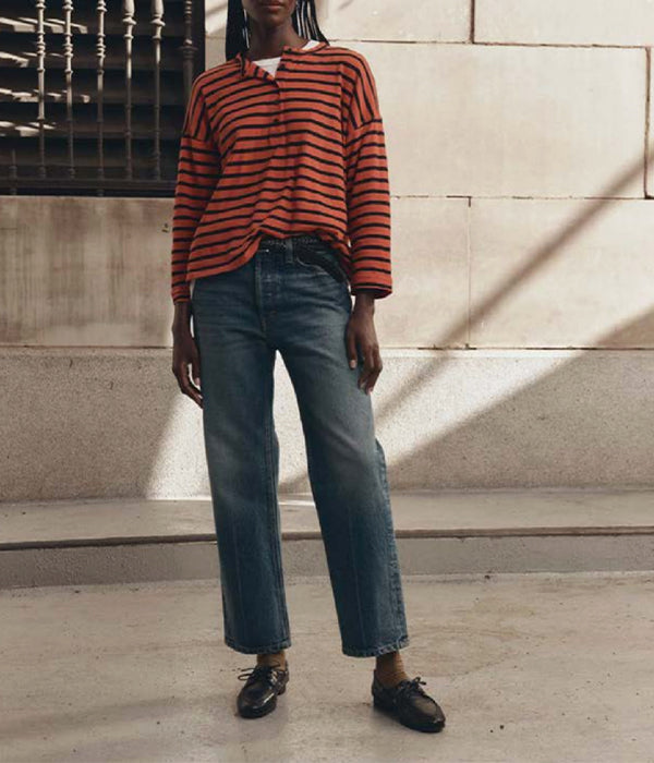 The Shrunken Henley - Hot Red Naval Stripe