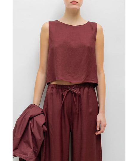 Daniel Cropped Sleeveless Crew - Pinot