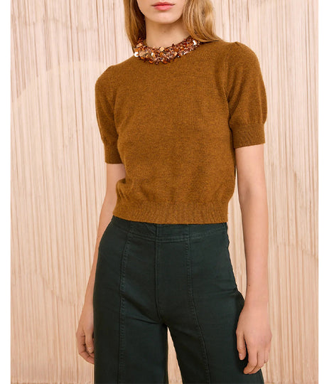 Liv Cashmere Knit Top - Umber