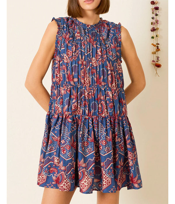 Julie Delft Hive Silk Dress - Medium Blue